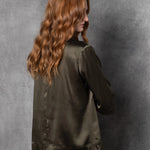 Silk Long Sleeve Top in Green