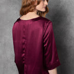 Long Sleeve luxury Silk Top in maroon