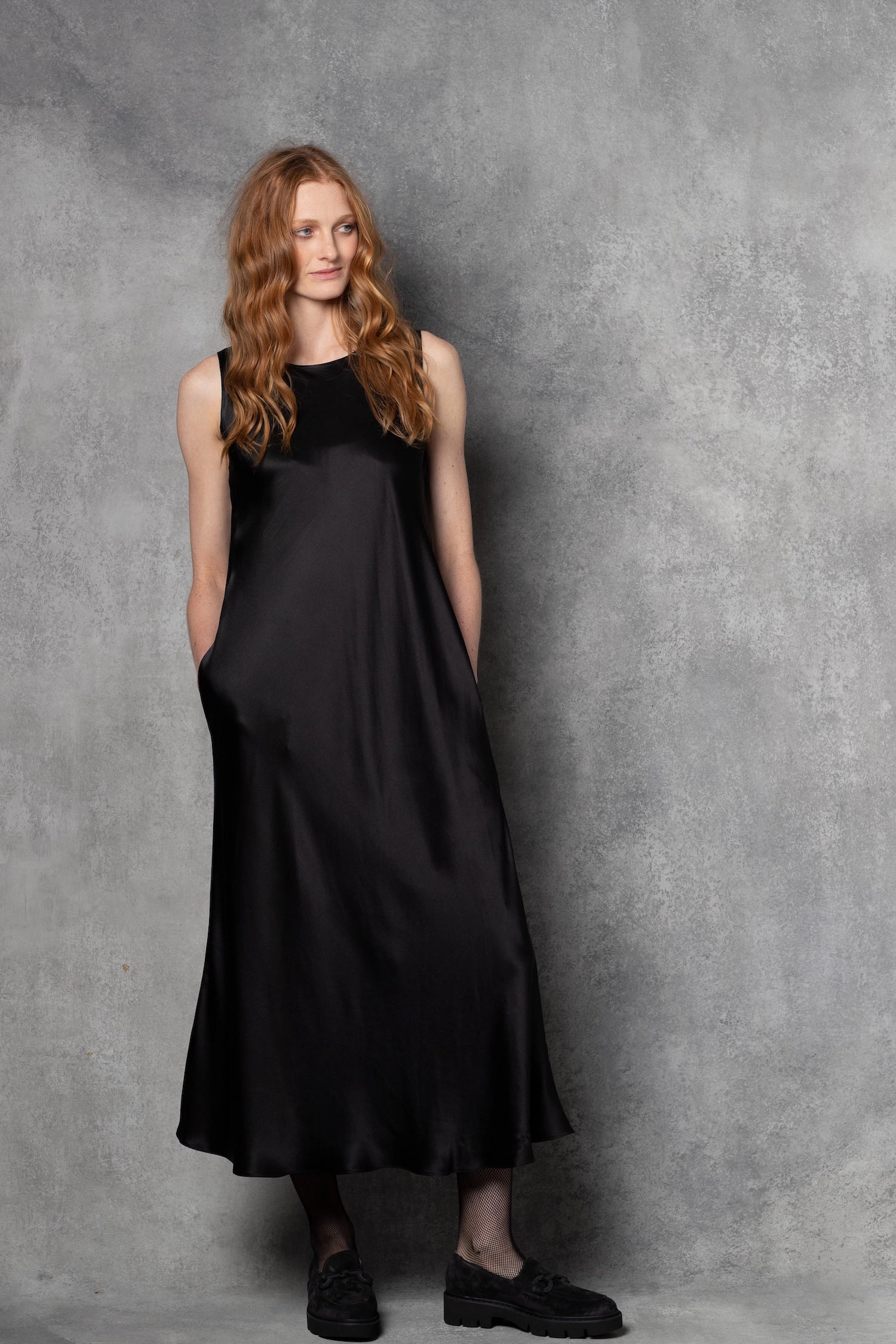Luxury Silk Long Dress in Black
