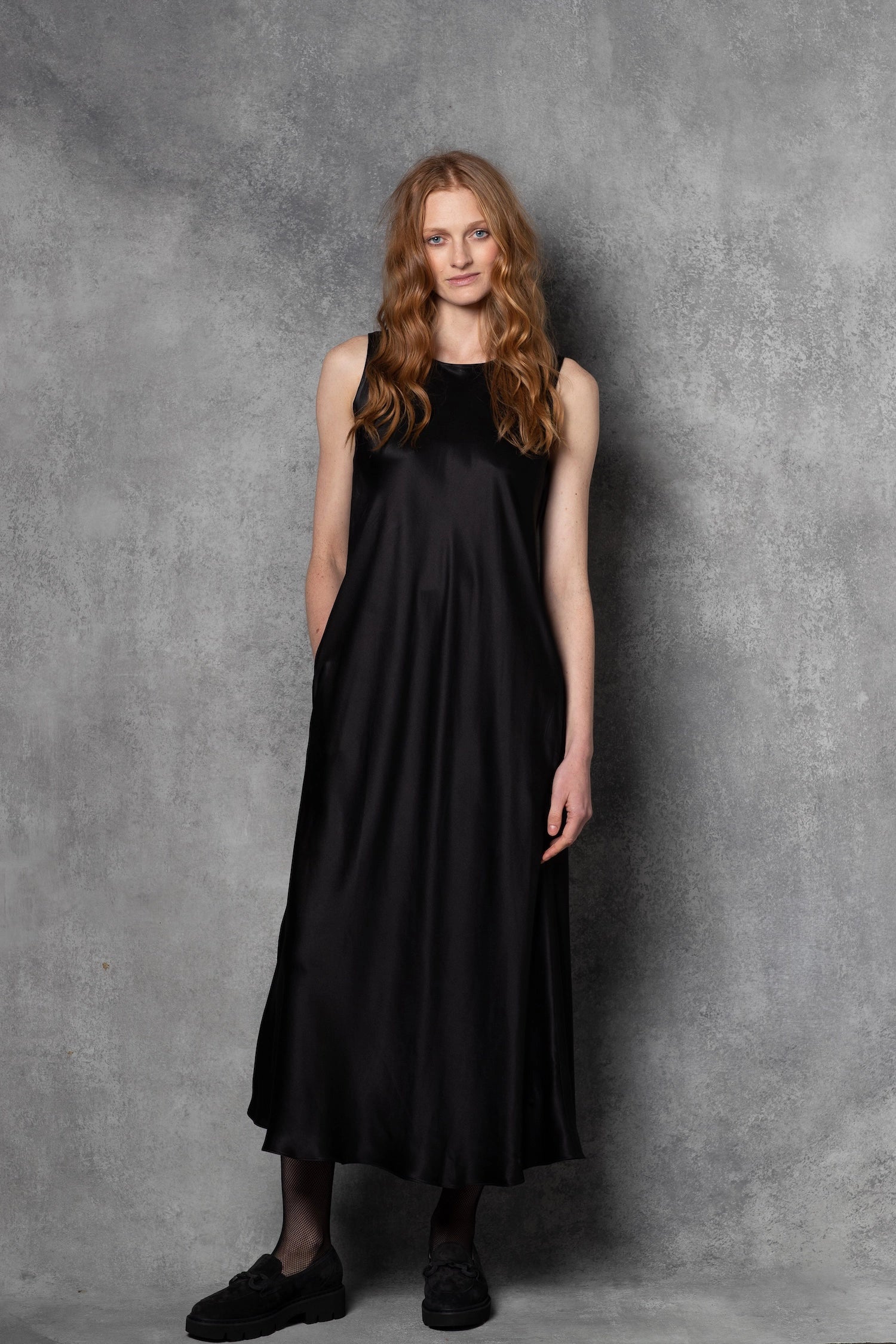 Luxury Silk Long Dress in Black