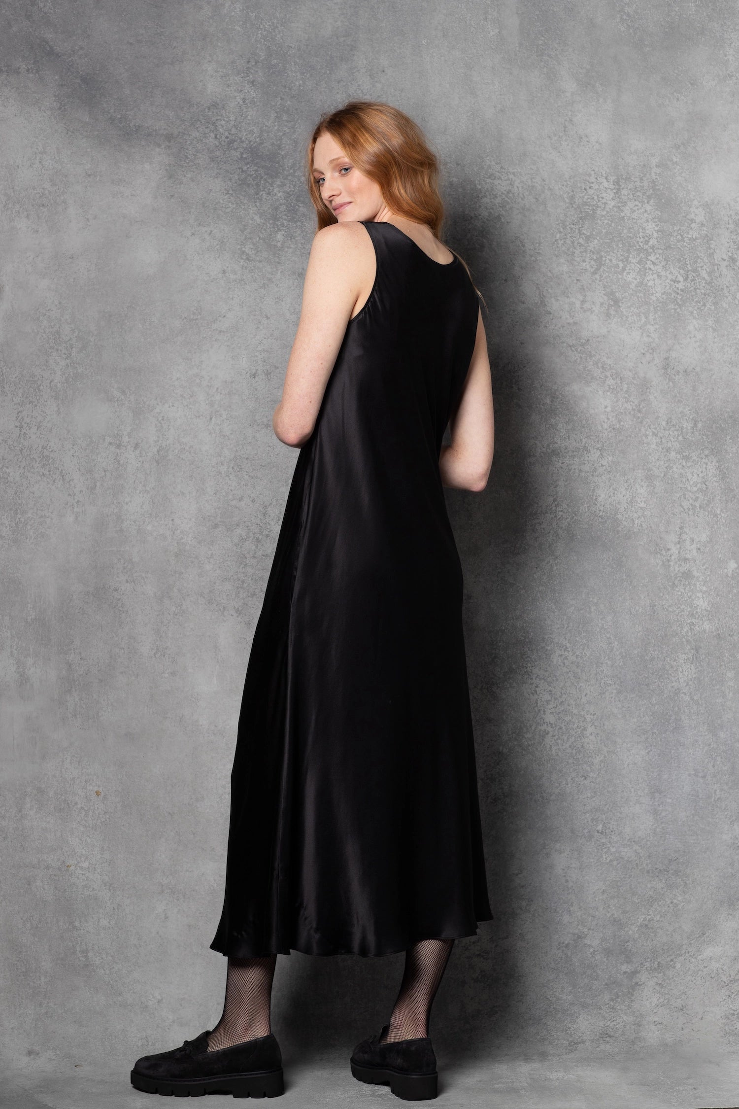 Luxury Silk Long Dress in Black