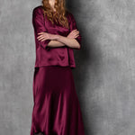 Luxury Silk Skirt in Maroon
