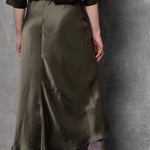 Luxury Silk Midi Skirt in Green