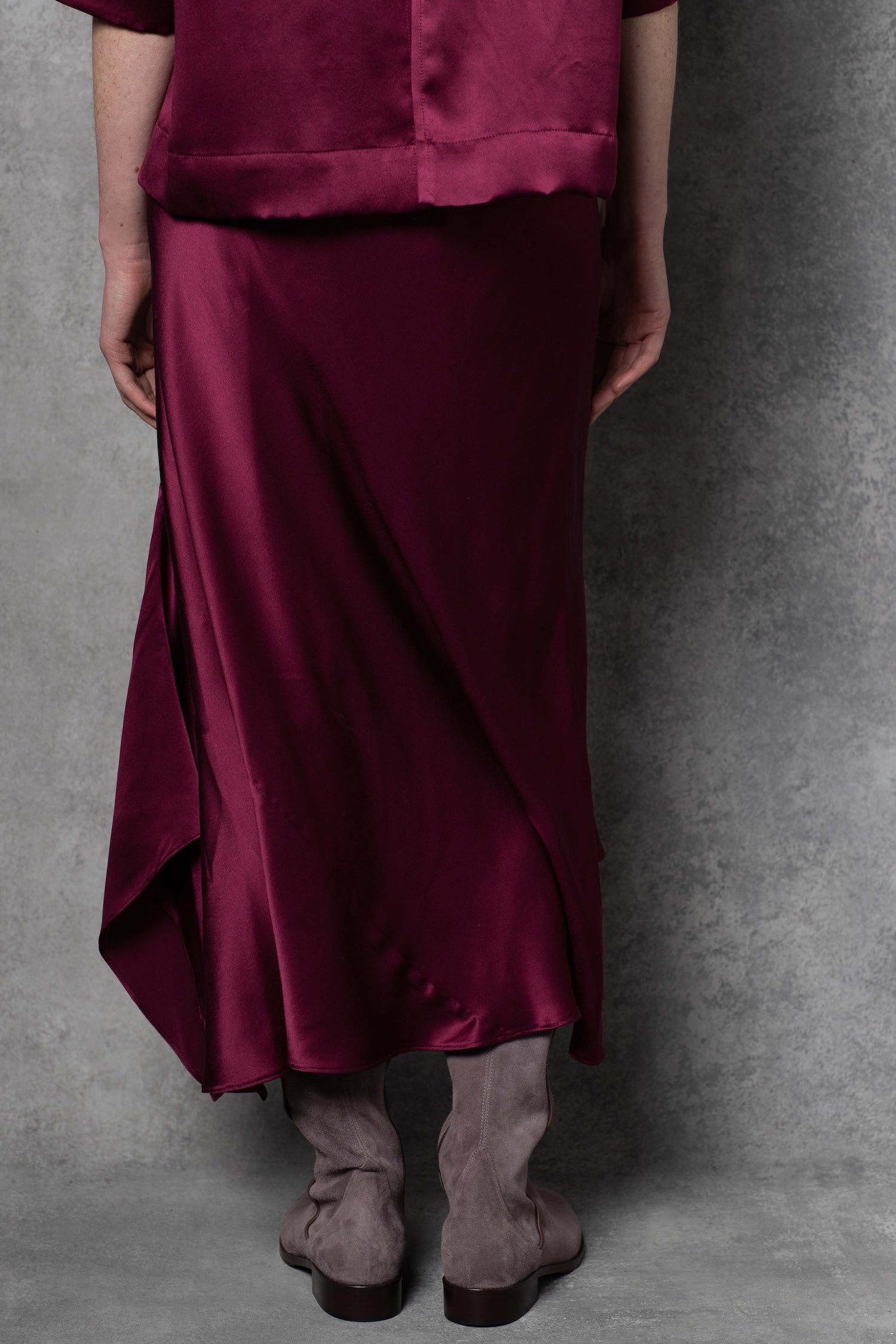 Luxury Silk Skirt in Maroon