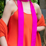 Skinny Silk Scarf Belt in Pink