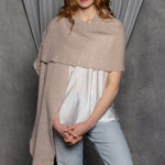 Large lace cashmere wrap in beige