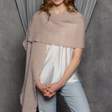 Large lace cashmere wrap in beige