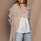 Large lace cashmere wrap scarf in beige