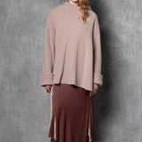 luxury cashmere oversized sweater in dusty pink