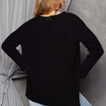 Cashmere Aran Cardigan Sweater in Black
