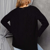 Cashmere Aran Cardigan Sweater in Black