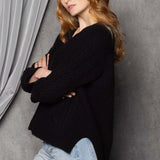 Cashmere Aran Cardigan Sweater in Black