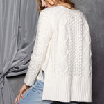 Cashmere Aran Cardigan Sweater in Cream