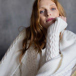 Cashmere Aran Cardigan Sweater in Cream