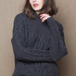 Luxury Cashmere Aran Sweater in Grey