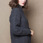 Luxury Cashmere Aran Sweater in Grey