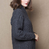 Luxury Cashmere Aran Sweater in Grey