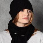 Luxury Cashmere Beanie Hat in Black