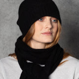Luxury Cashmere Beanie Hat in Black