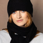 Luxury Cashmere Beanie Hat in Black