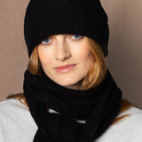 Luxury Cashmere Beanie Hat in Black