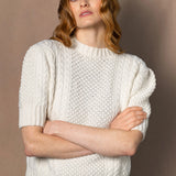 Cashmere Irish Aran Sweater in Cream