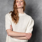 Cashmere Irish Aran Sweater in Cream