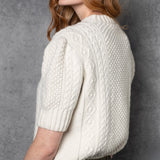 Cashmere Irish Aran Sweater in Cream