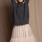 Oversized Cashmere Aran Sweater in Grey