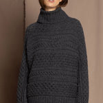 Oversized Cashmere Aran Sweater in Grey