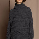 Oversized Cashmere Aran Sweater in Grey