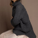 Oversized Cashmere Aran Sweater in Grey