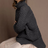 Oversized Cashmere Aran Sweater in Grey
