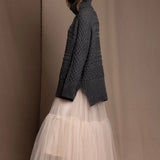 Oversized Cashmere Aran Sweater in Grey