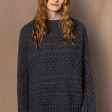 Irish Cashmere Aran Sweater in Grey