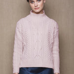 cashmere aran sweater in pink