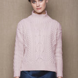 cashmere aran sweater in pink