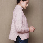 cashmere aran sweater in pink