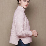 cashmere aran sweater in pink