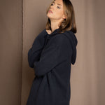 cashmere hoodie sweater in blue