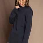 cashmere hoodie sweater in blue