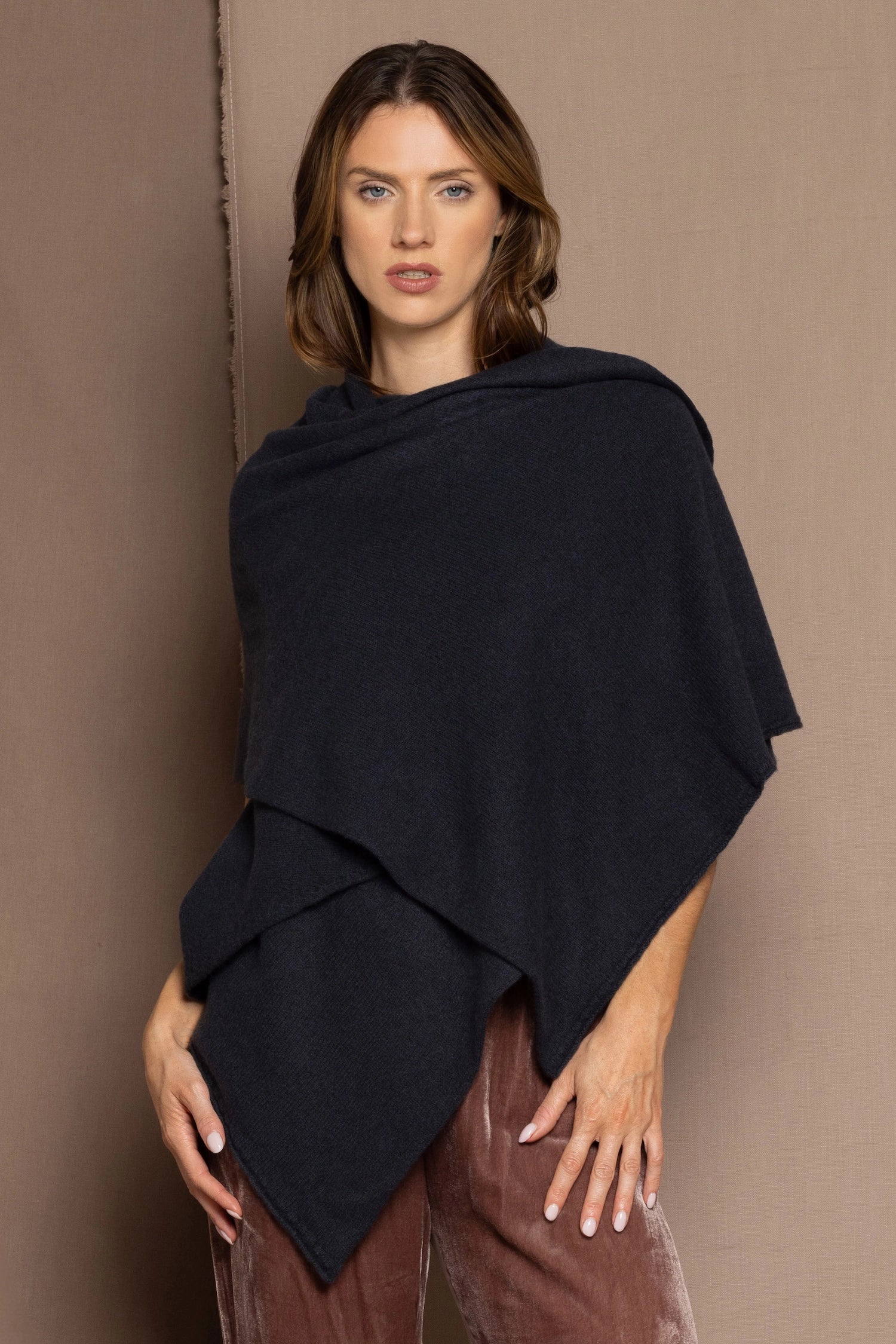 Cashmere Shawl or Wrap in Navy