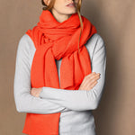 large cashmere wrap shawl in bright orange