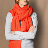 large cashmere wrap shawl in bright orange