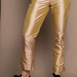 Silk Taffeta Cigarette Trousers in Gold