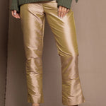 Silk Taffeta Cigarette Trousers in Gold