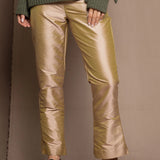 Silk Taffeta Cigarette Trousers in Gold