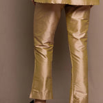 Silk Taffeta Cigarette Trousers in Gold