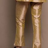 Silk Taffeta Cigarette Trousers in Gold