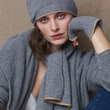 Gold Tipped Cashmere Kitten Scarf in Grey